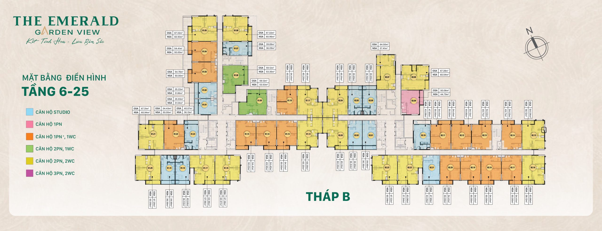 [TEGD] THÁP B_MẶT BẰNG TẦNG ĐIỂN HÌNH 6-25